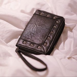 Black Faux Leather Wristlet